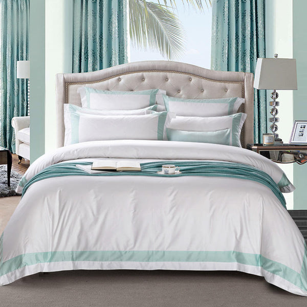 Hotel Style Framed White Bedding Set 100% Egyptian Cotton - sleeklinen