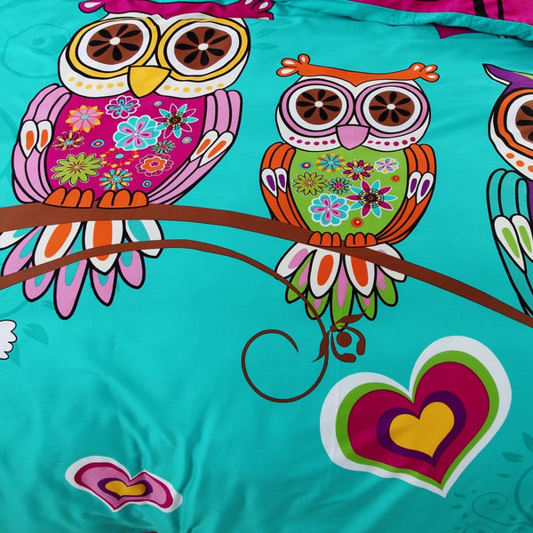 100% Cotton 3d Owl Bedding Set For Teen/Kids Girls - sleeklinen