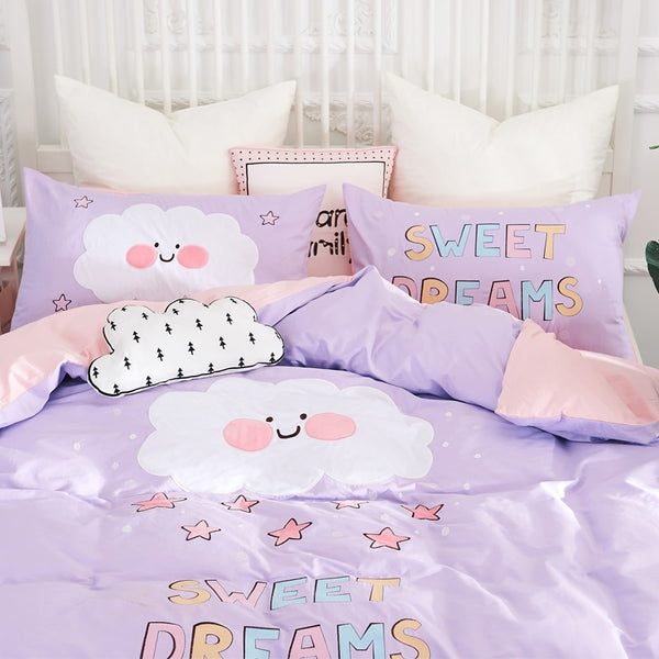 100% Cotton Kids Girls Pink Cat/ Unicorn Bedding Set - sleeklinen
