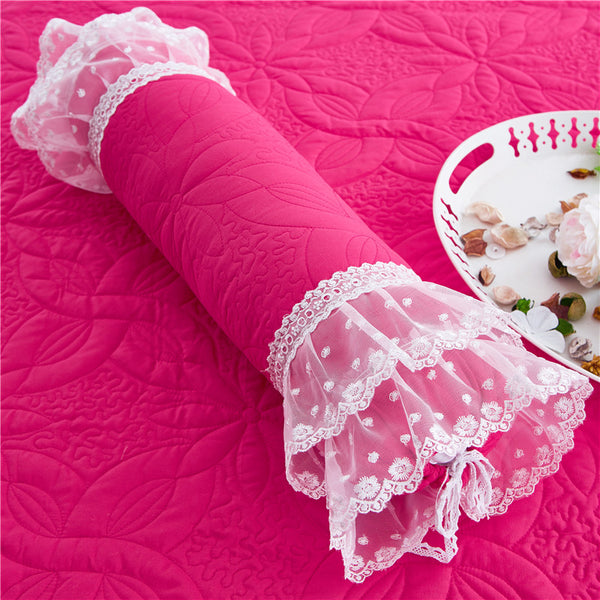 100% Cotton Thick Quilted Lace Bedding Set Princes Style kids/ Teens - sleeklinen