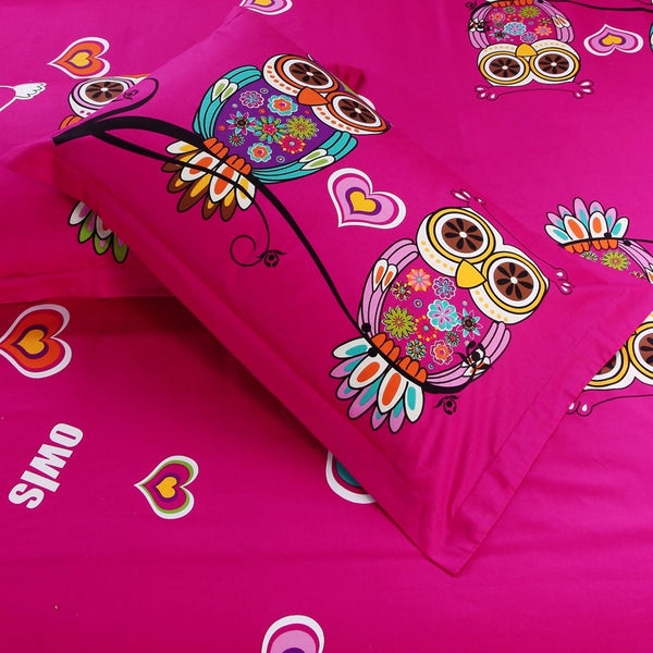 100% Cotton 3d Owl Bedding Set For Teen/Kids Girls - sleeklinen