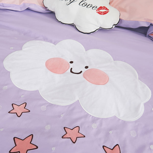 100% Cotton Kids Girls Pink Cat/ Unicorn Bedding Set - sleeklinen
