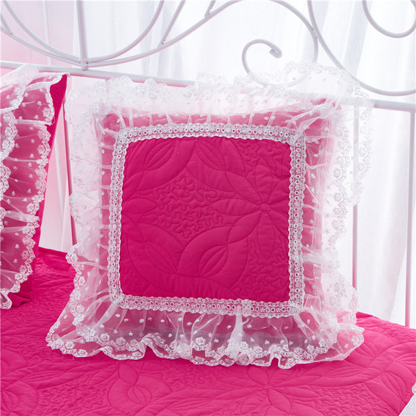 100% Cotton Thick Quilted Lace Bedding Set Princes Style kids/ Teens - sleeklinen
