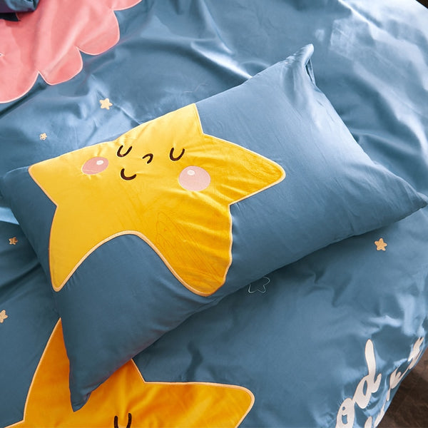 100% Cotton Kids Girls Pink Cat/ Unicorn Bedding Set - sleeklinen