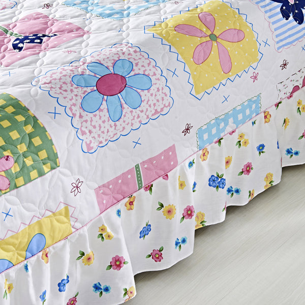 100% Cotton Soft Floral Bedding Set Vintage Style Ruffle Finish - sleeklinen