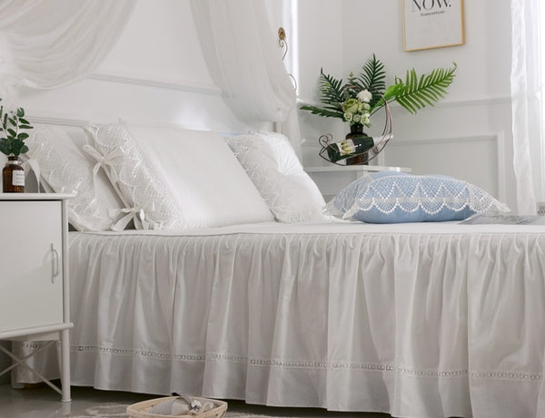 90's Ruffle Lace 100%Cotton Bedding Set 4/7 PC - sleeklinen
