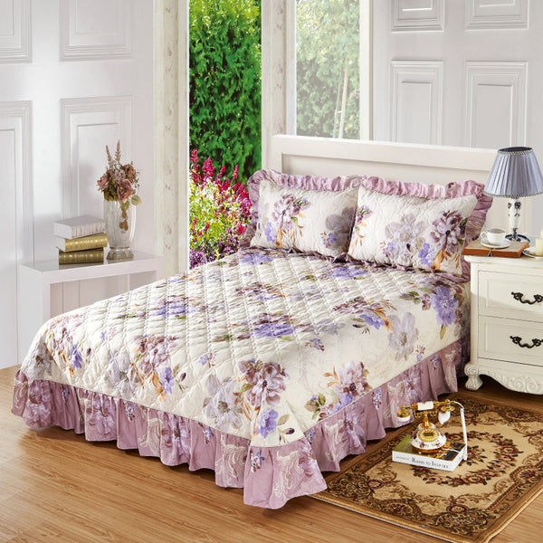 100% Cotton Soft Floral Bedding Set Vintage Style Ruffle Finish - sleeklinen