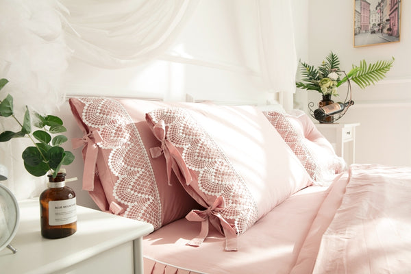 90's Ruffle Lace 100%Cotton Bedding Set 4/7 PC - sleeklinen