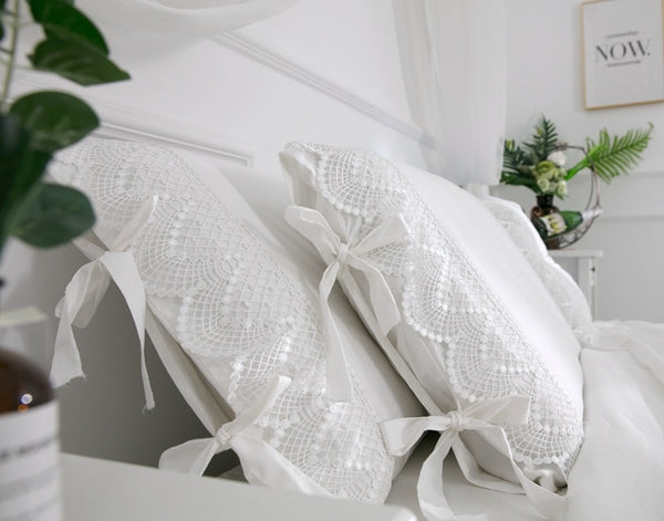 90's Ruffle Lace 100%Cotton Bedding Set 4/7 PC - sleeklinen