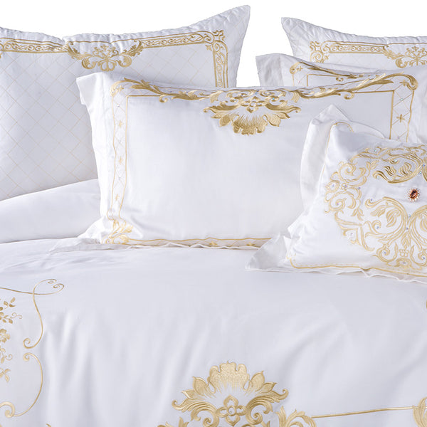 100% Egyptian Cotton Gold Embroidery Royal Bedding Set - sleeklinen