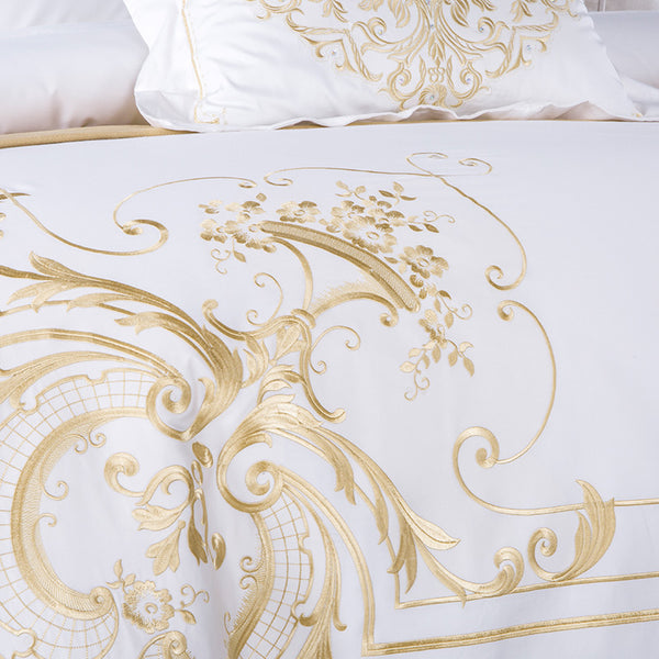 100% Egyptian Cotton Gold Embroidery Royal Bedding Set - sleeklinen