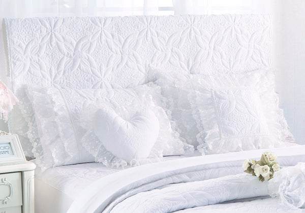 100% Cotton Thick Quilted Lace Bedding Set Ruffles Lace Style - sleeklinen