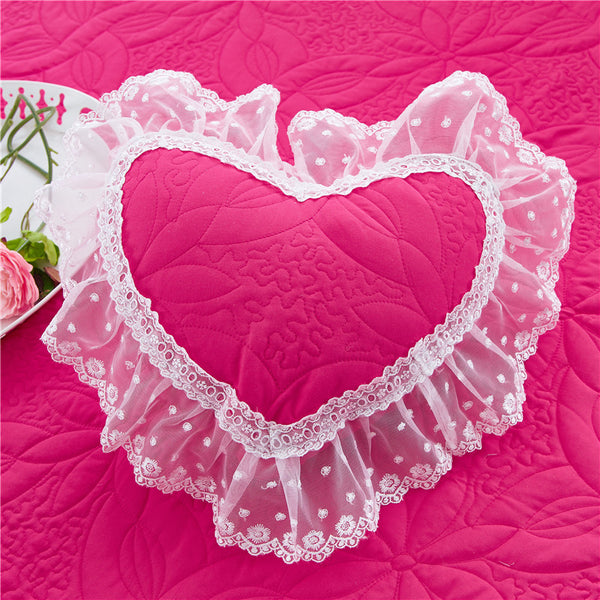 100% Cotton Thick Quilted Lace Bedding Set Princes Style kids/ Teens - sleeklinen