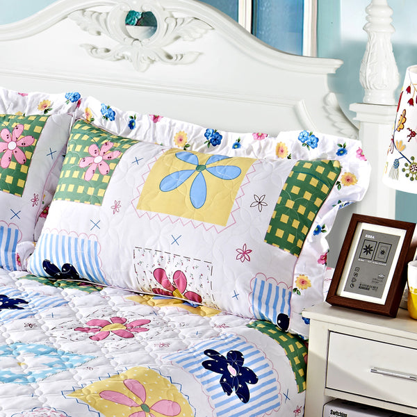 100% Cotton Soft Floral Bedding Set Vintage Style Ruffle Finish - sleeklinen