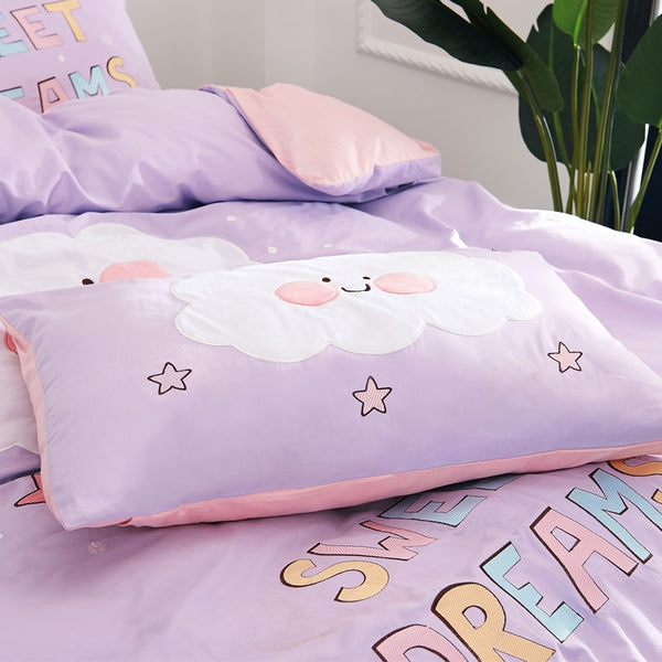 100% Cotton Kids Girls Pink Cat/ Unicorn Bedding Set - sleeklinen