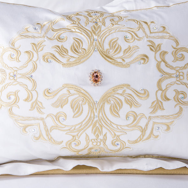 100% Egyptian Cotton Gold Embroidery Royal Bedding Set - sleeklinen