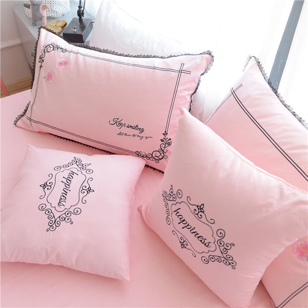 100% Cotton Kids Girls Pink Cat/ Unicorn Bedding Set - sleeklinen