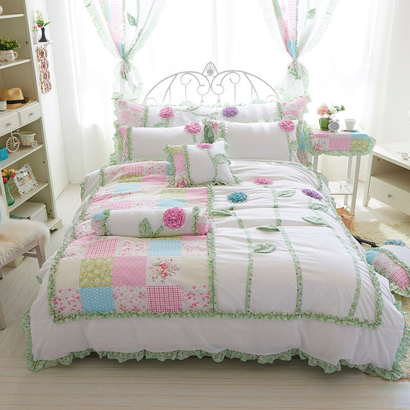 100% Cotton Flower Girl 3d Bedding Set Princes - sleeklinen