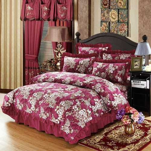 100% Cotton Soft Floral Bedding Set Vintage Style Ruffle Finish - sleeklinen