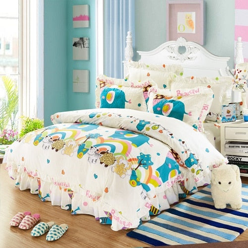 100% Cotton Soft Floral Bedding Set Vintage Style Ruffle Finish - sleeklinen