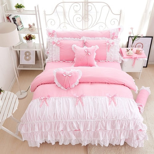 100% Cotton Ruffles Bedding Set - sleeklinen