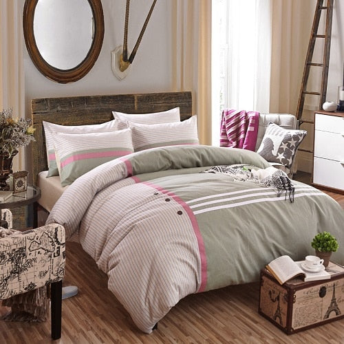 100% Cotton Home textiles stripe bedding sets - sleeklinen