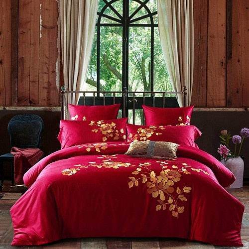 100% Egyptian Cotton Embroidery Bedding Set Noble Palace - sleeklinen