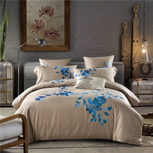 100% Egyptian Cotton Embroidery Bedding Set Noble Palace - sleeklinen