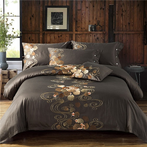 100% Egyptian Cotton Embroidery Bedding Set Noble Palace - sleeklinen
