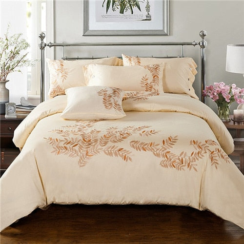 100% Egyptian Cotton Embroidery Bedding Set Noble Palace - sleeklinen