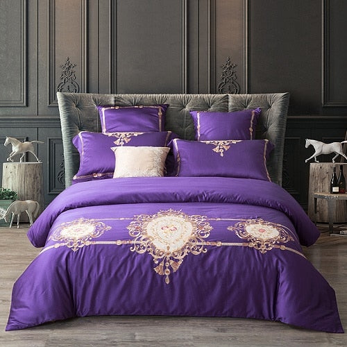 Luxury Royal Bedding Set 100% Egyptian Cotton Silky 4/6pcs - sleeklinen