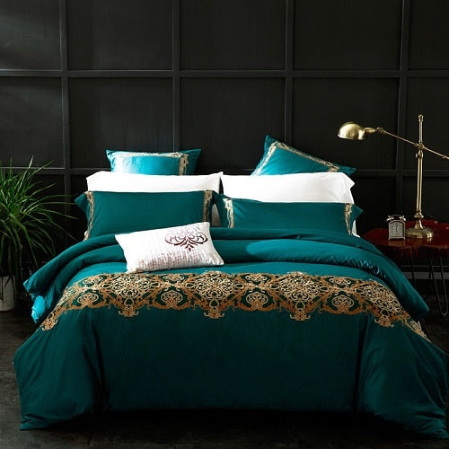 Luxury Royal Bedding Set 100% Egyptian Cotton Silky 4/6pcs - sleeklinen