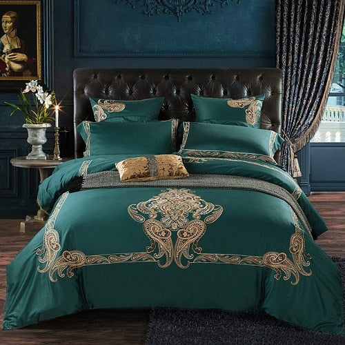 Luxury Royal Bedding Set 100% Egyptian Cotton Silky 4/6pcs - sleeklinen