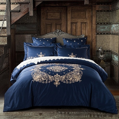 Luxury Royal Bedding Set 100% Egyptian Cotton Silky 4/6pcs - sleeklinen