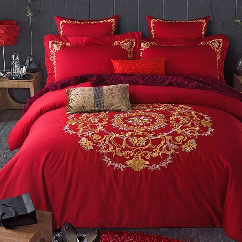 Luxury Royal Bedding Set 100% Egyptian Cotton Silky 4/6pcs - sleeklinen