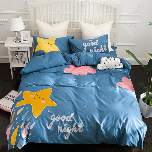 100% Cotton Kids Girls Pink Cat/ Unicorn Bedding Set - sleeklinen