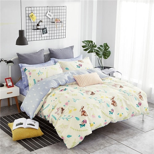 100% Cotton Soft Fresh Floral Print Bedding Set Adults - sleeklinen