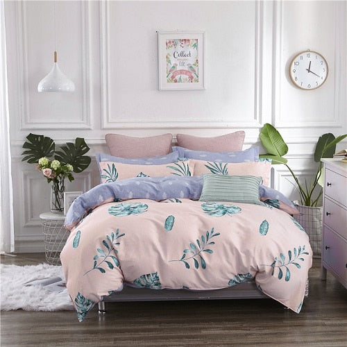 100% Cotton Soft Fresh Floral Print Bedding Set Adults/ Kids - sleeklinen