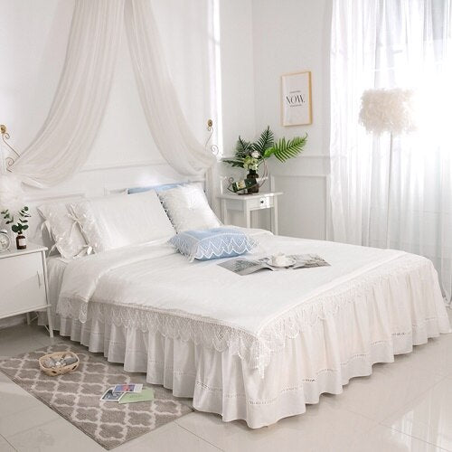 90's Ruffle Lace 100%Cotton Bedding Set 4/7 PC - sleeklinen