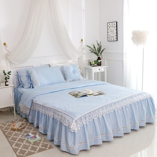 90's Ruffle Lace 100%Cotton Bedding Set 4/7 PC - sleeklinen